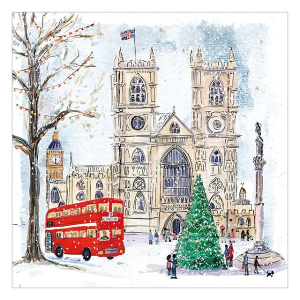 Westminster Abbey Christmas London Scene Pack of 10 Christmas Cards