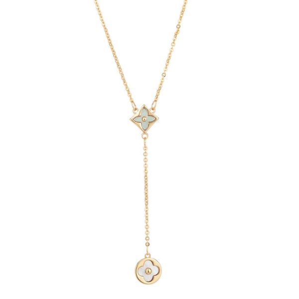 Mother of Pearl Y Shaped Flower Necklace