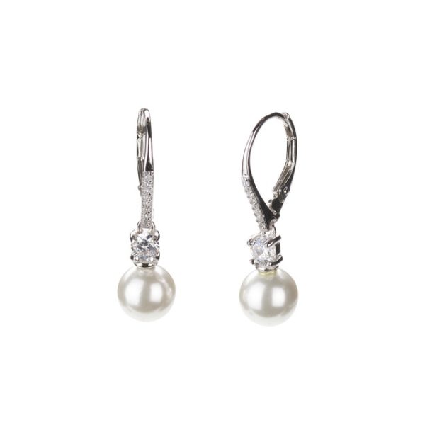 Sterling Silver Shell Pearl Hinged Earrings